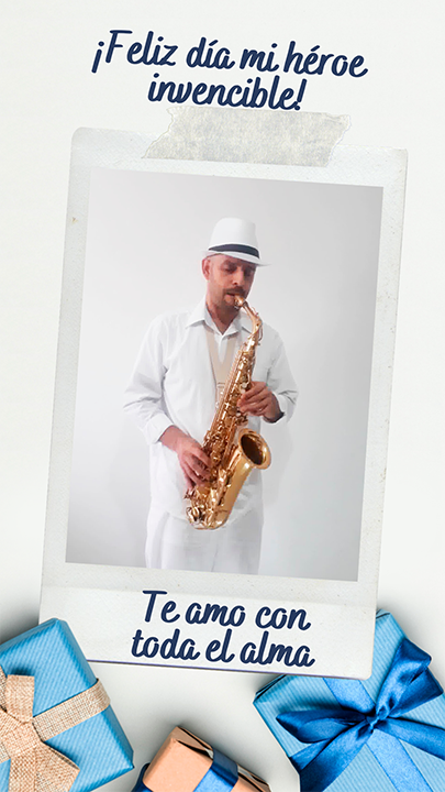 Tarjetas día del padre con saxofón » Video postales para papá personalizadas
